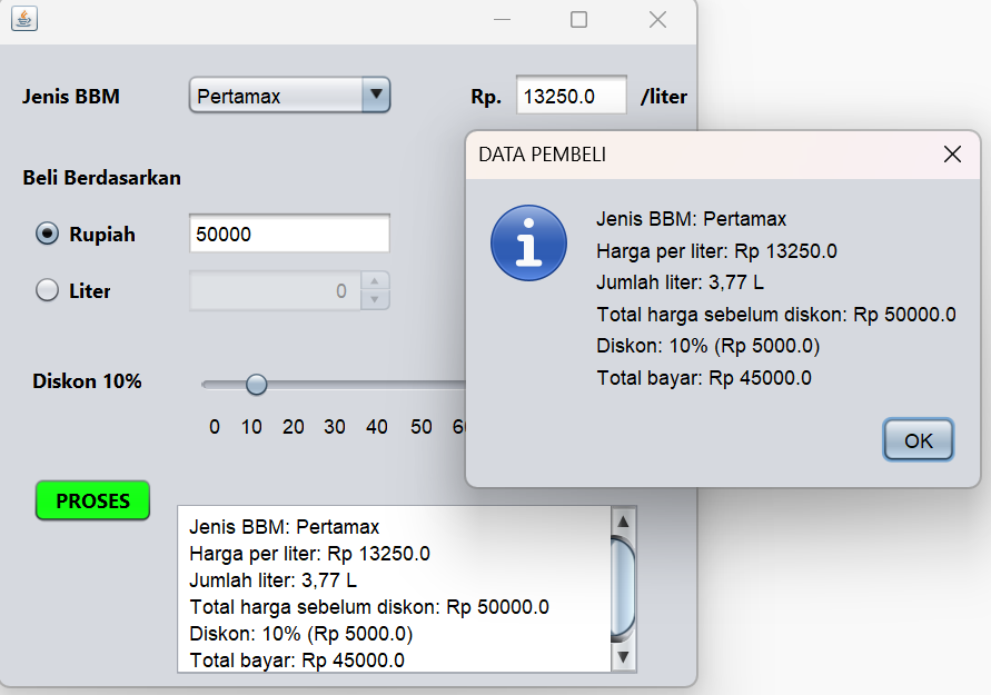 Program Bensin JAVA